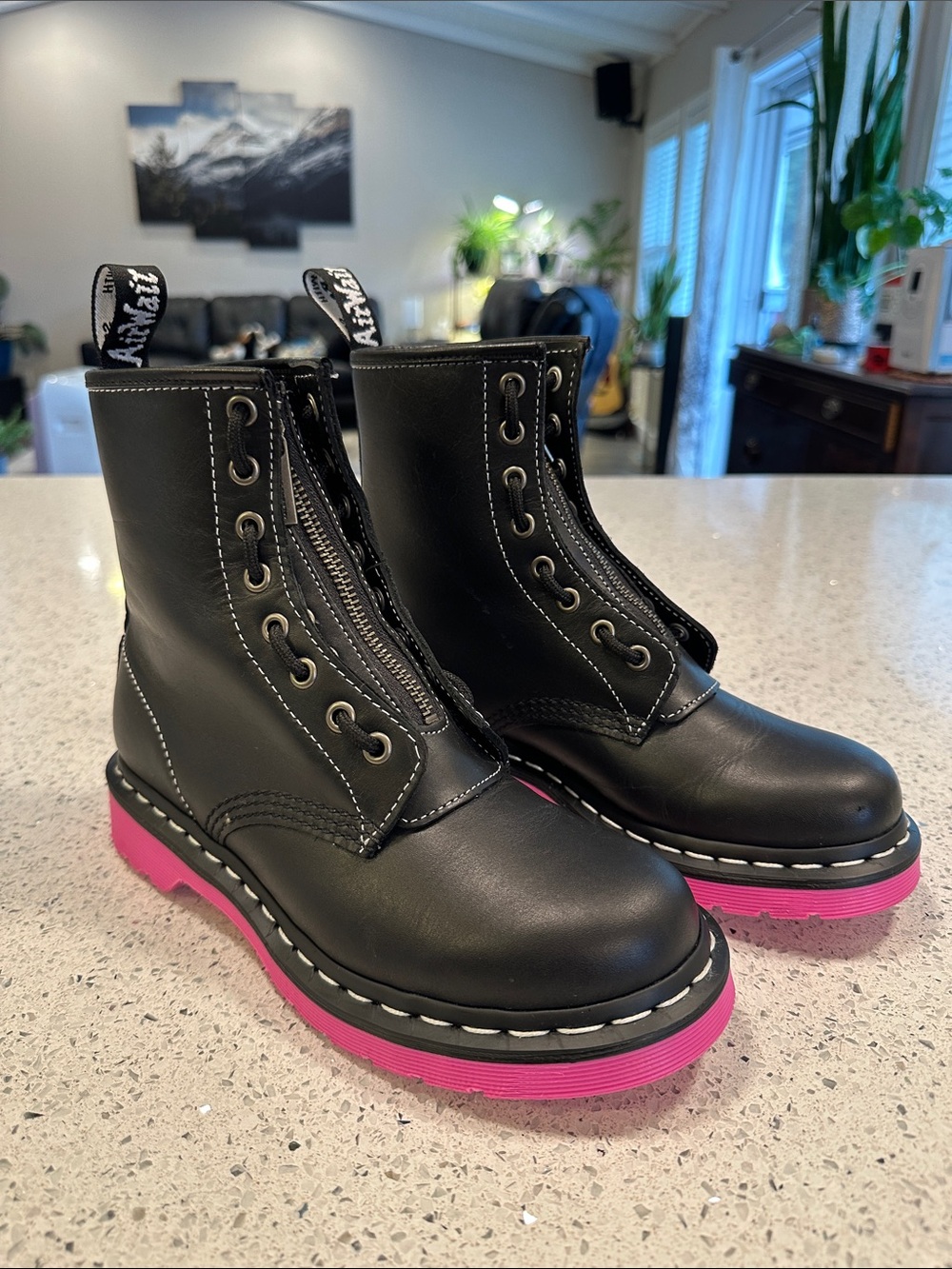 Dr. Martens Ankle Boots with Pink Sole